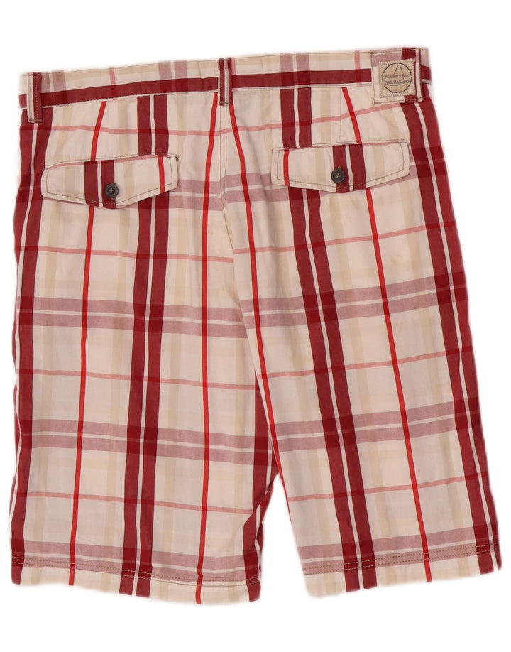 Murphy & Nye Mens Chino Shorts W34 Large Red Plaid Cotton