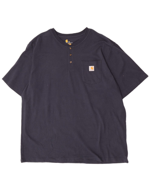 Carhartt Mens Original Fit T-Shirt Top 2XL Navy Blue Cotton