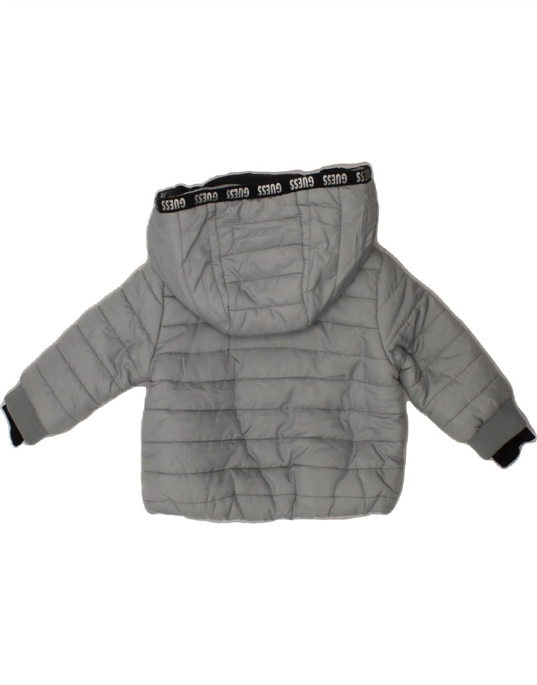 GUESS Baby Boys Hooded Padded Jacket 3-6 Months Grey Polyester Vintage Guess and Second-Hand Guess from Messina Hembry 
