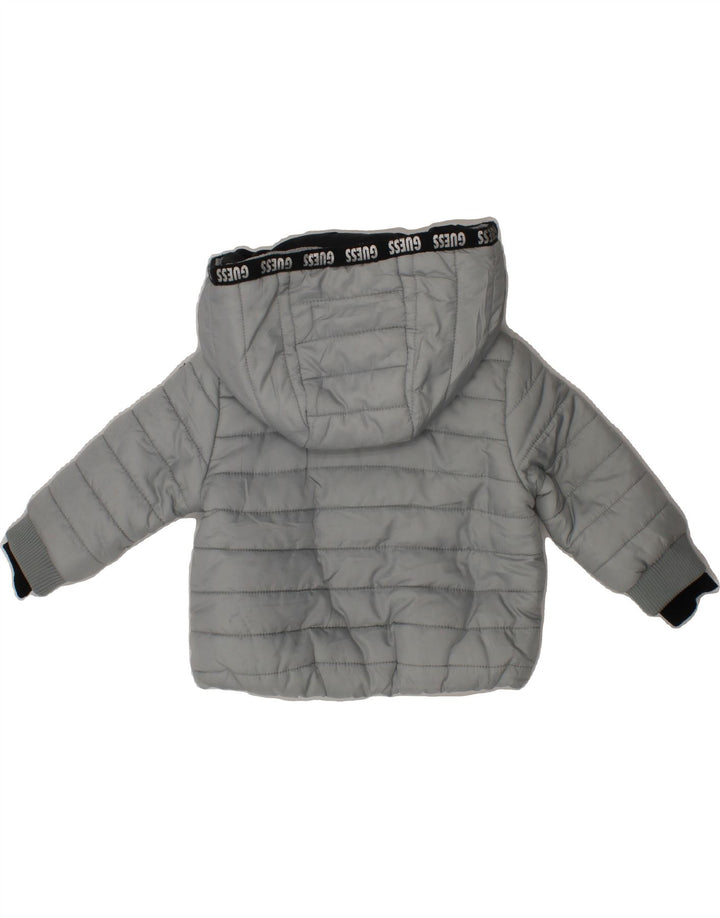 GUESS Baby Boys Hooded Padded Jacket 3-6 Months Grey Polyester Vintage Guess and Second-Hand Guess from Messina Hembry 