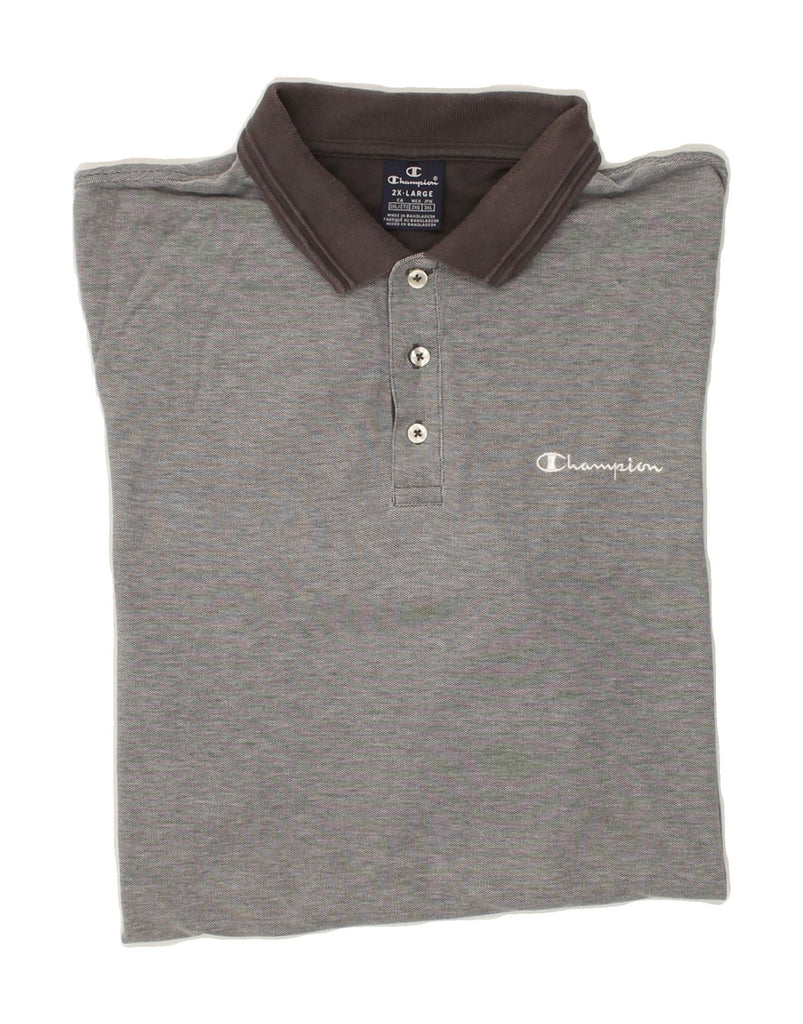 CHAMPION Mens Polo Shirt 2XL Grey Cotton | Vintage Champion | Thrift | Second-Hand Champion | Used Clothing | Messina Hembry 