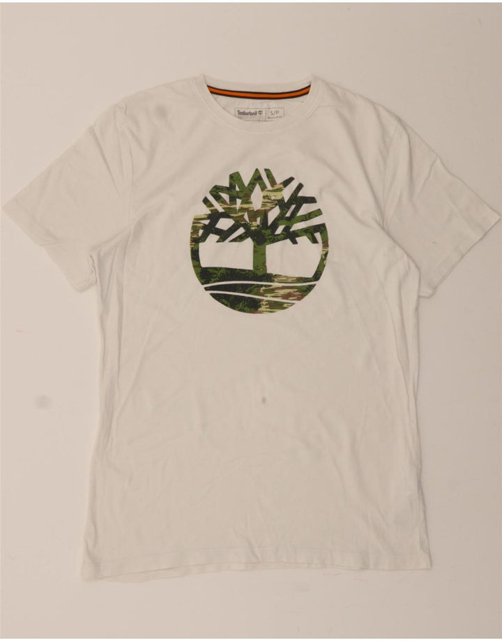 TIMBERLAND Mens Regular Fit Graphic T-Shirt Top Small White Cotton Vintage Timberland and Second-Hand Timberland from Messina Hembry 