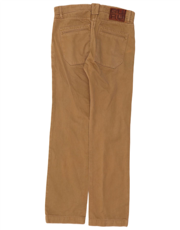 Guru Mens Straight Suit Trousers W33 L33 Brown Cotton