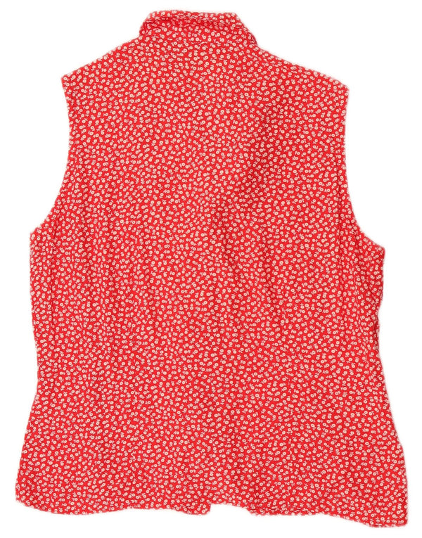 Benetton Womens Sleeveless Shirt Blouse IT 44 Medium Red Floral Viscose
