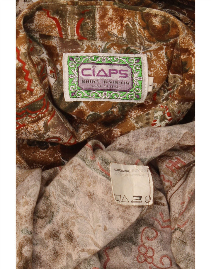 Vintage Mens Shirt Large Brown Viscose
