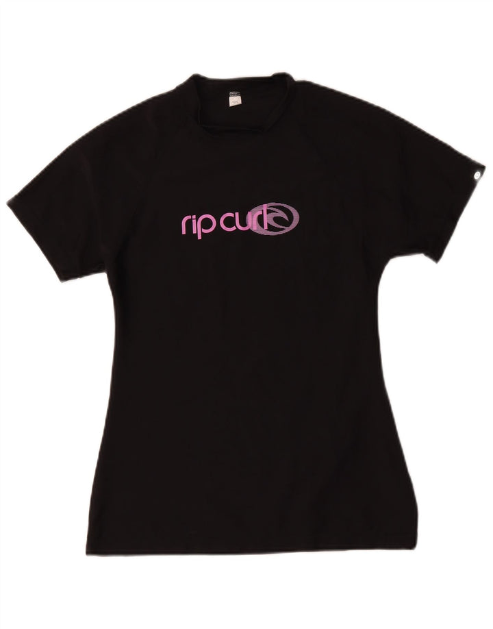 Rip Curl Womens Graphic T-Shirt Top US 12 Large Black Polyamide