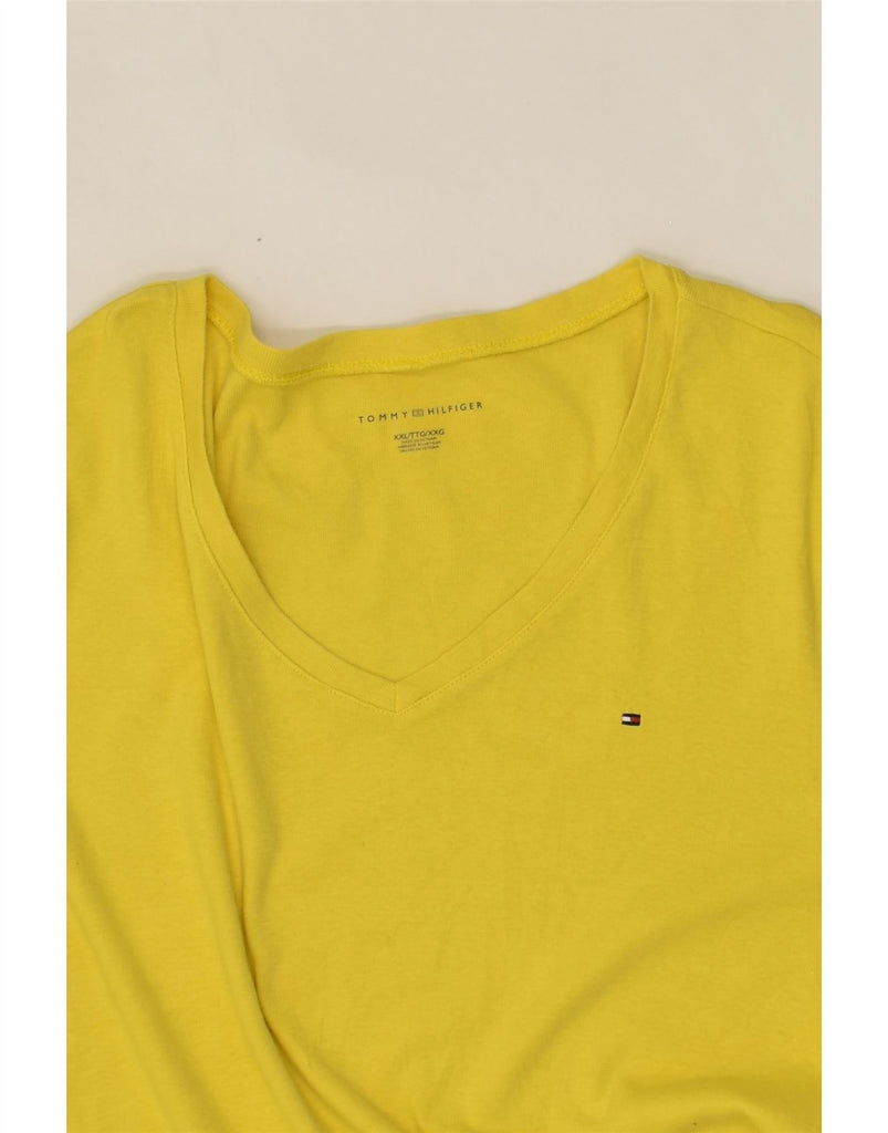 TOMMY HILFIGER Womens T-Shirt Top UK 20 2XL Yellow | Vintage Tommy Hilfiger | Thrift | Second-Hand Tommy Hilfiger | Used Clothing | Messina Hembry 