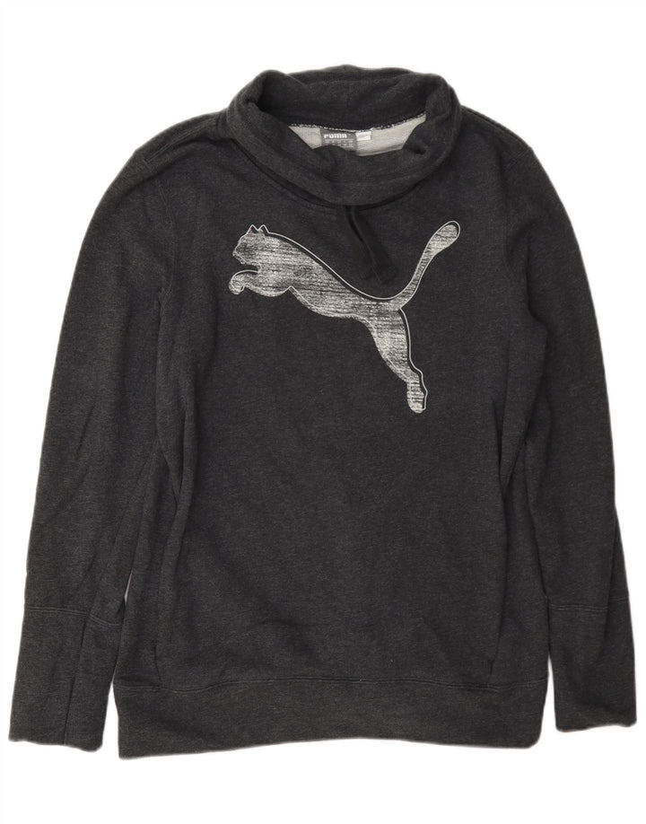 Puma Womens Graphic Sweatshirt Jumper UK 12 Medium Grey Cotton