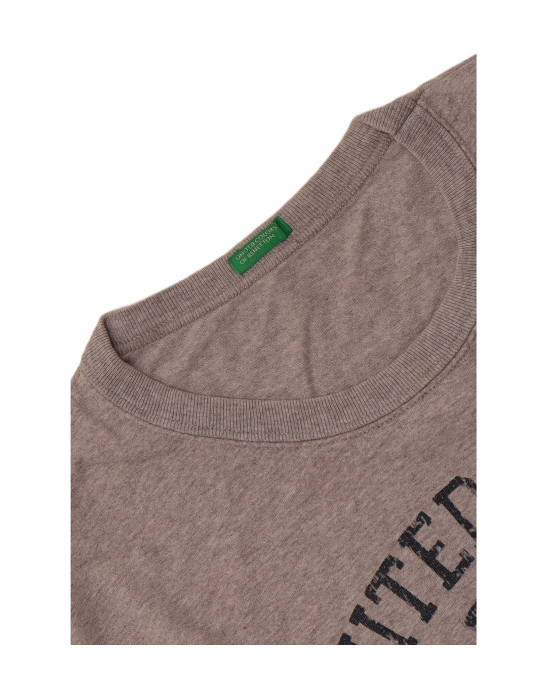 Benetton Mens Graphic T-Shirt Top Large Grey Flecked