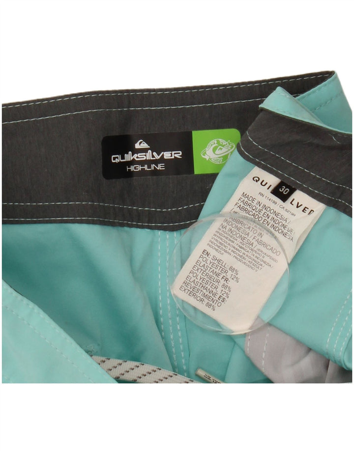 Quiksilver Mens Swimming Shorts Medium  Turquoise Striped Polyester