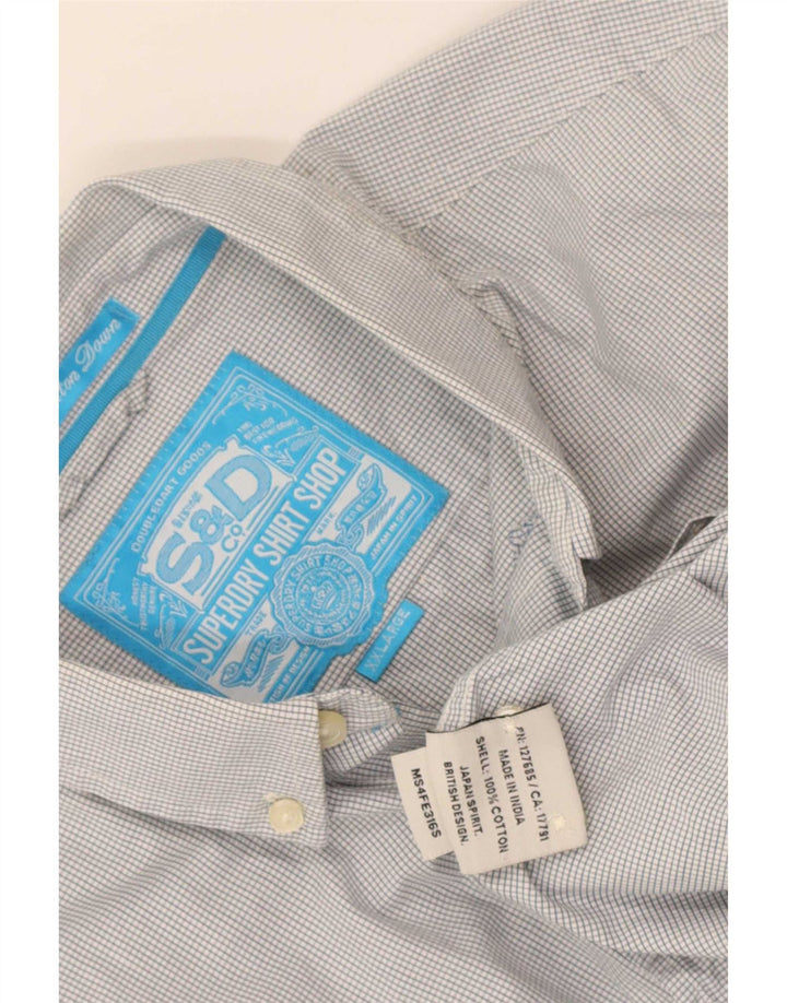 Superdry Mens Shirt 2XL White Gingham Cotton