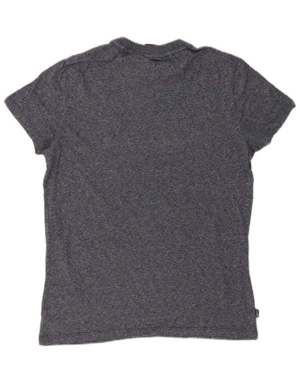 Superdry Mens T-Shirt Top Small Navy Blue Flecked Cotton