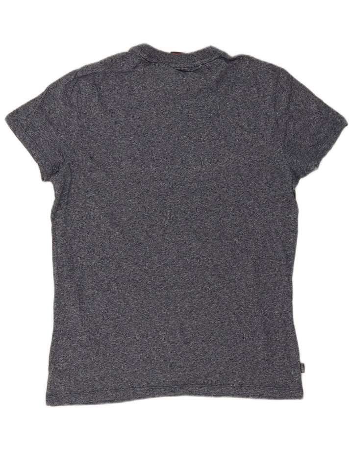 Superdry Mens T-Shirt Top Small Navy Blue Flecked Cotton