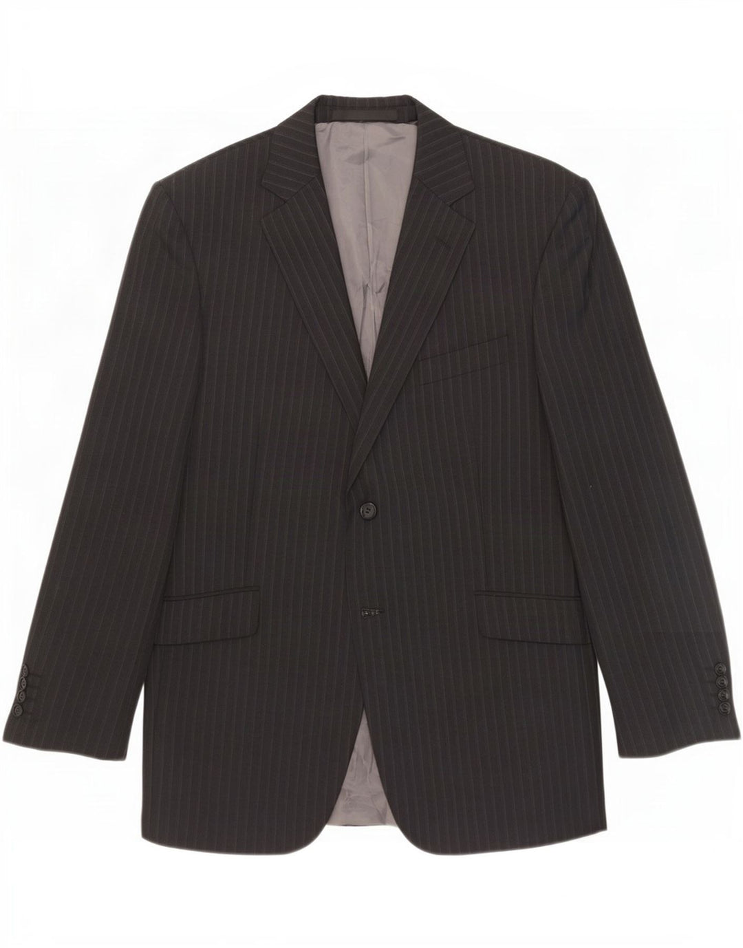 Marks & Spencer Mens 2 Button Blazer Jacket UK 42 Large Grey Pinstripe