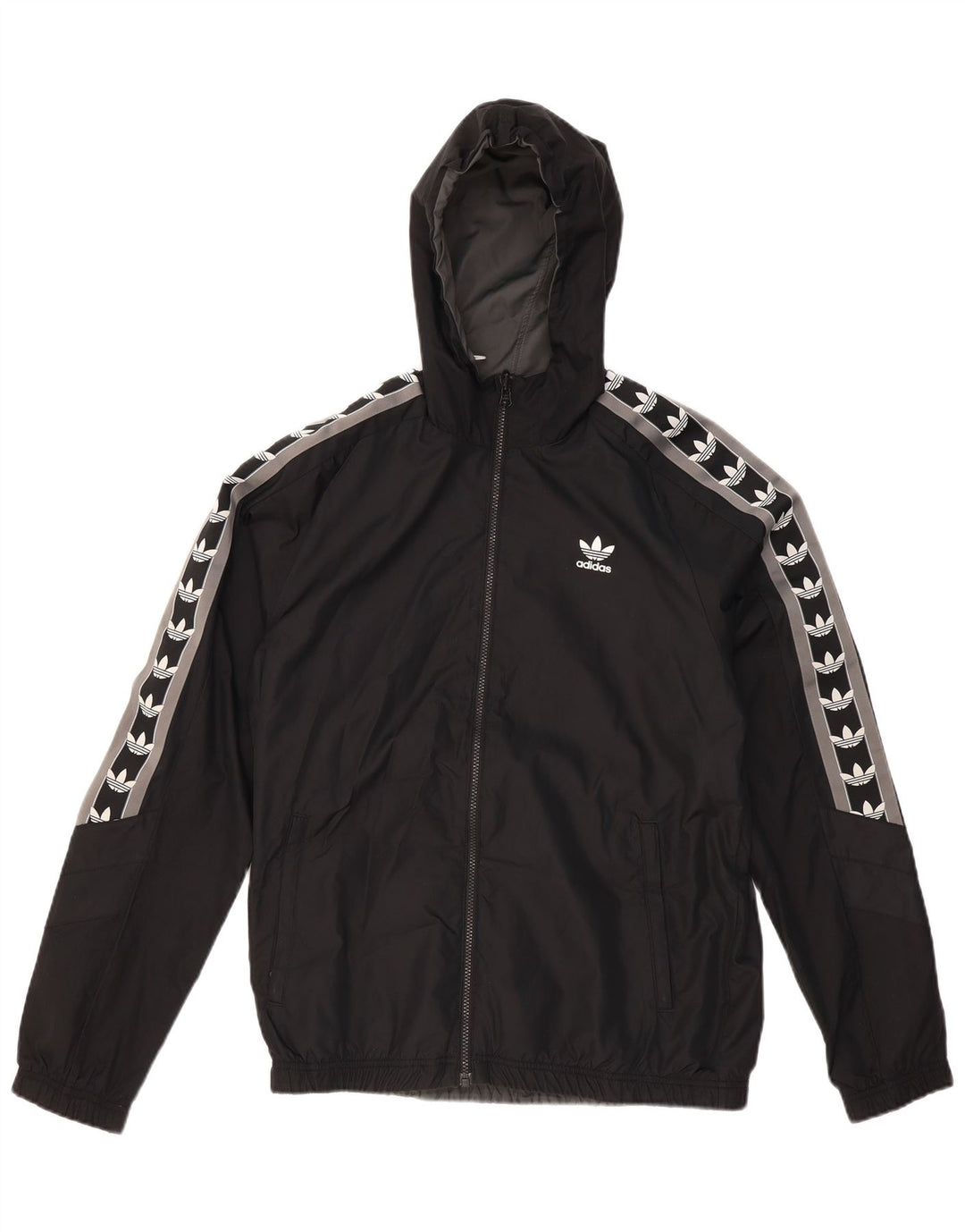 ADIDAS Mens Graphic Reversible Jacket UK 38 Medium Black Colourblock