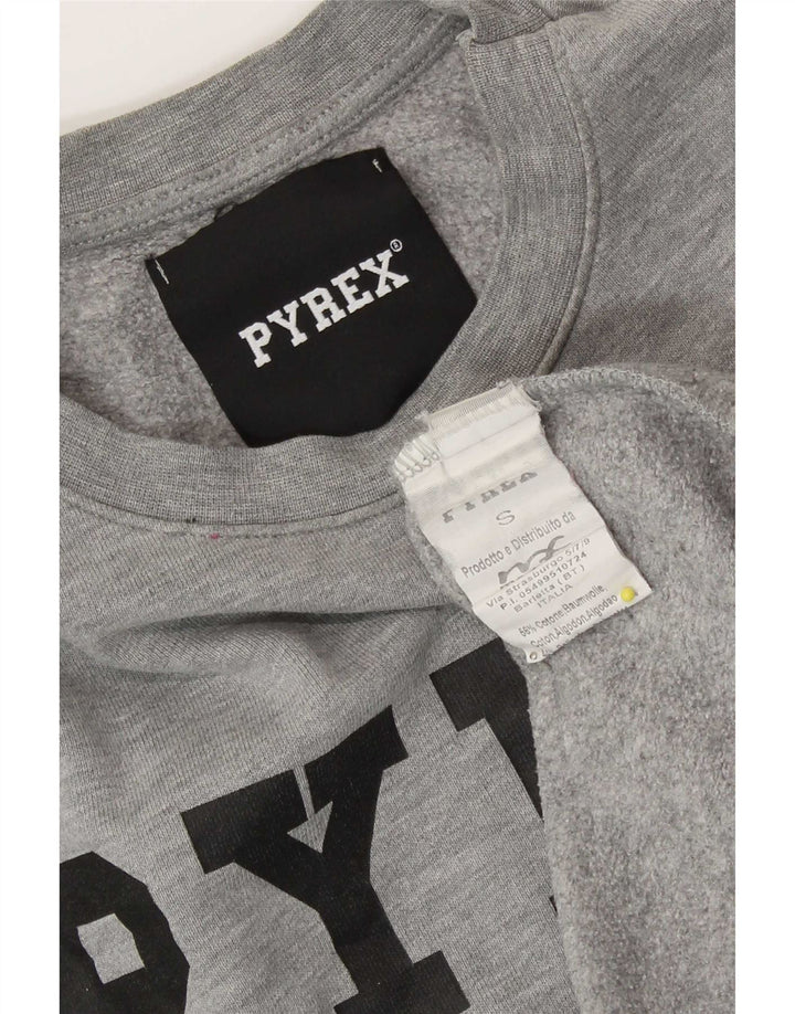 Pyrex Womens Graphic Sweatshirt Jumper UK 10 Small Grey Cotton