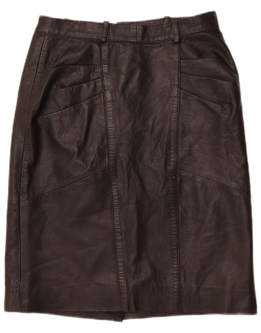 VINTAGE Womens High Waist Leather Skirt IT 48 XL W28  Black Leather