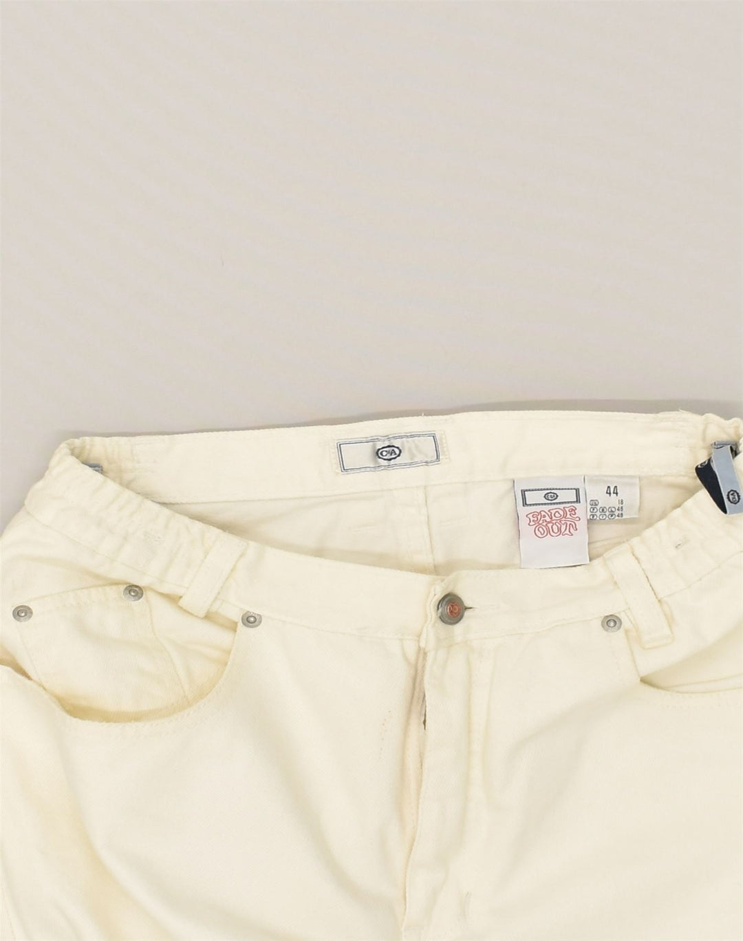 C&A Womens Tapered Jeans UK 18 XL W32 L26 White Cotton | Vintage C&A | Thrift | Second-Hand C&A | Used Clothing | Messina Hembry 