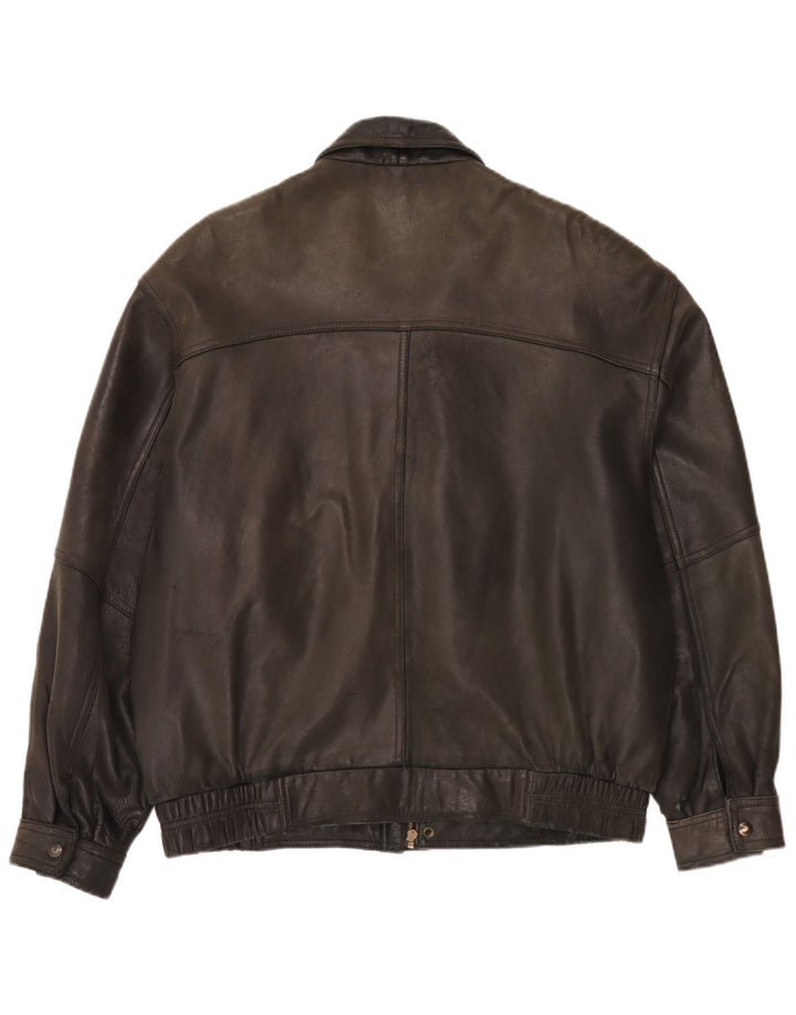 Itallo Mens Leather Jacket UK 40 Large Black
