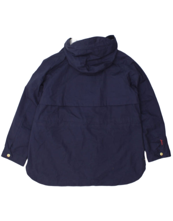 Joules Womens Hooded Rain Jacket UK 14 Large  Navy Blue Cotton