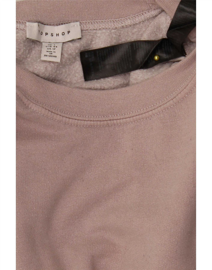 Topshop Womens Oversized Sweatshirt Jumper UK 16 Large Pink Polyester