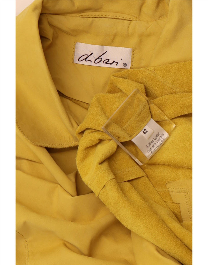 DI BARI Womens Oversized Suede Jacket EU 42 Large Yellow Leather