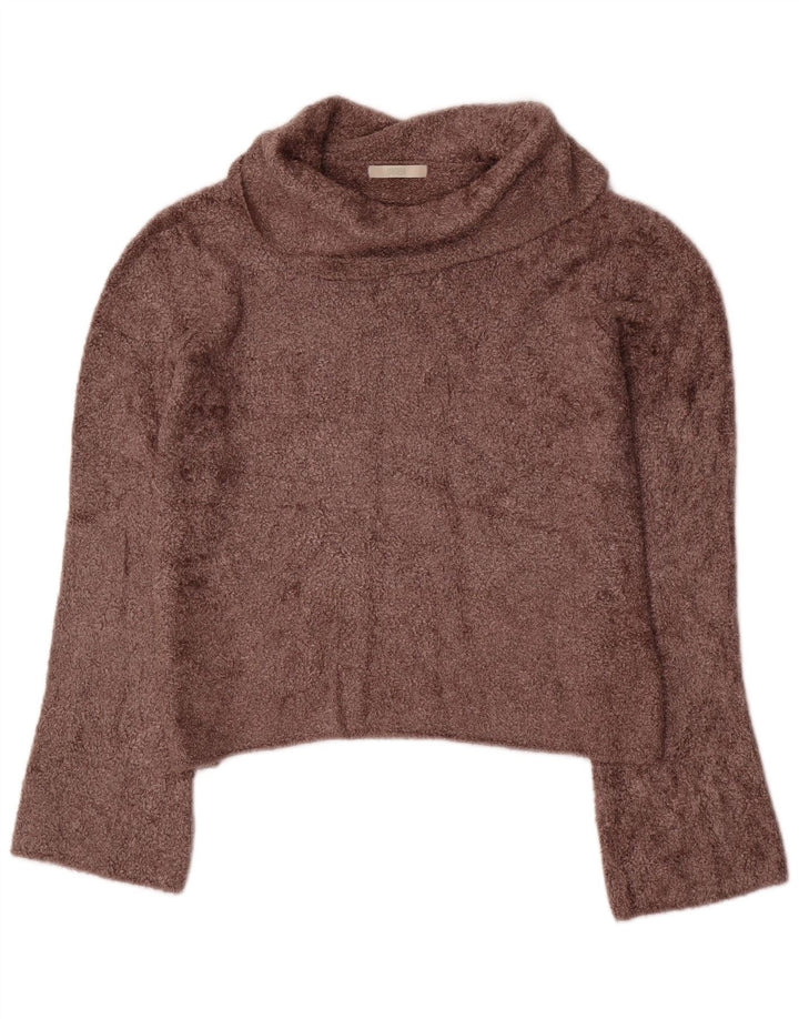 Marks & Spencer Womens Roll Neck Jumper Sweater UK 12 Medium Brown Viscose