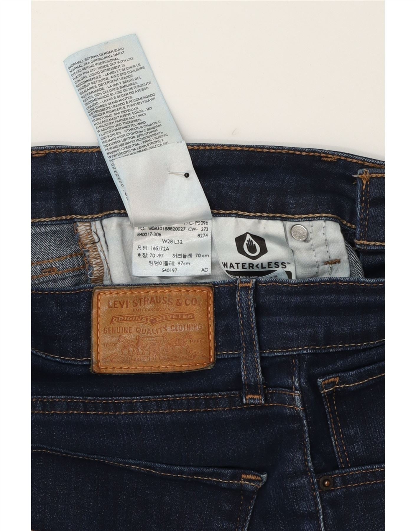 LEVI'S Womens 721 High Rise Skinny Jeans W28 L32 Blue Cotton