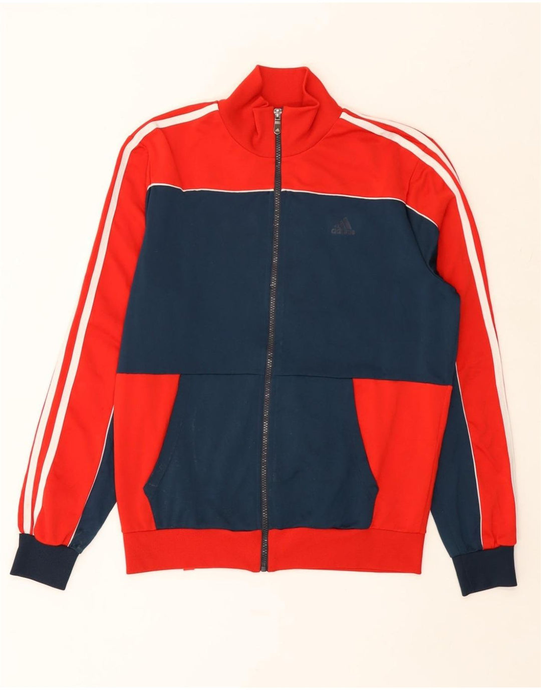 ADIDAS Mens Tracksuit Top Jacket UK 38/40 Medium Red Colourblock Polyester