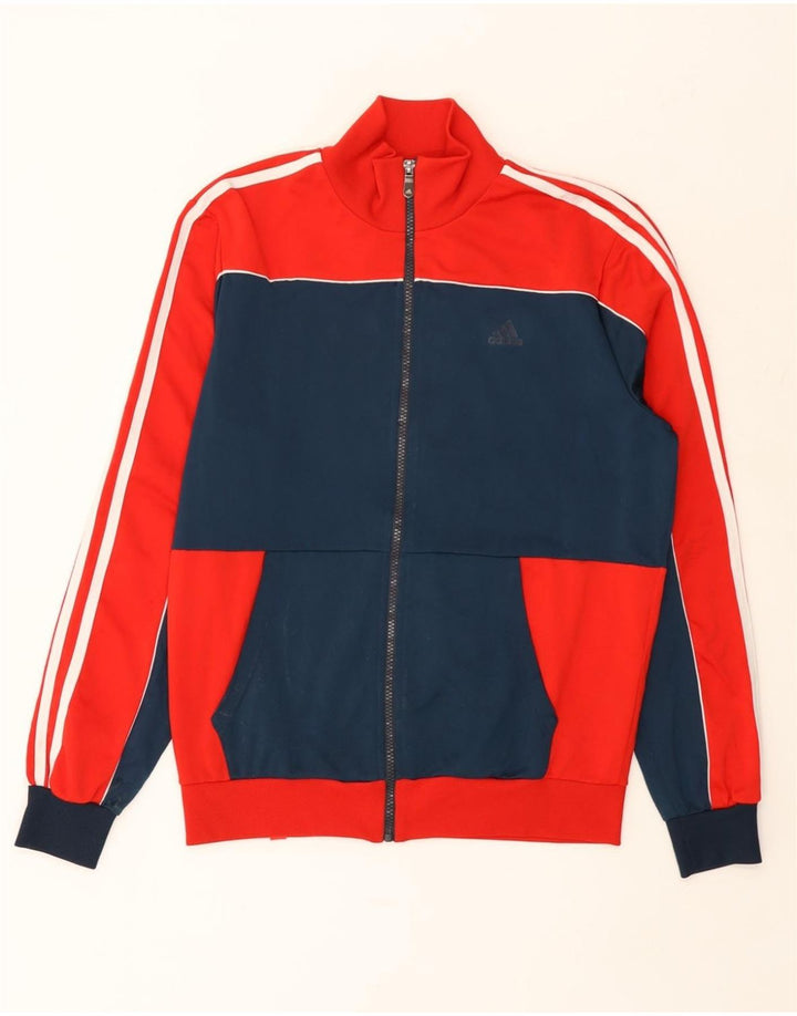 ADIDAS Mens Tracksuit Top Jacket UK 38/40 Medium Red Colourblock Polyester