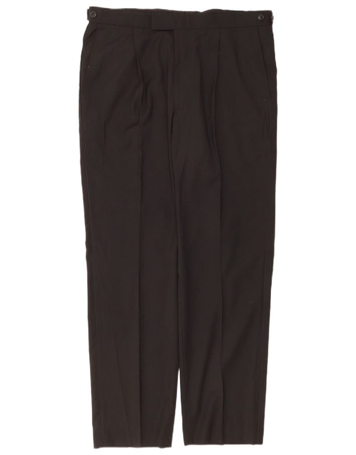 Marks & Spencer Mens Pegged Suit Trousers W36 L31 Black Polyester