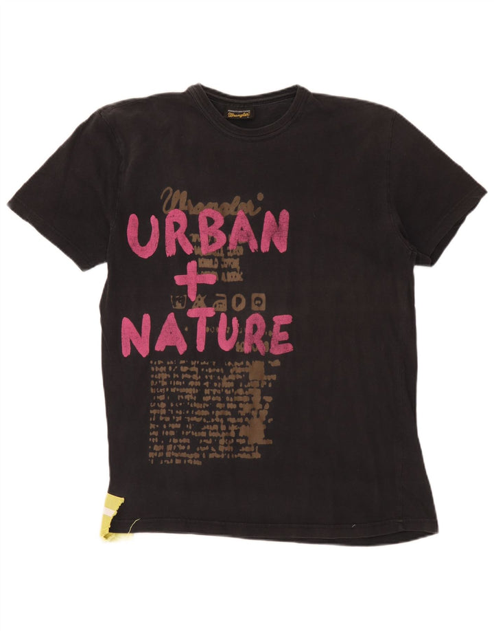 Wrangler Mens Graphic T-Shirt Top Large Black Cotton