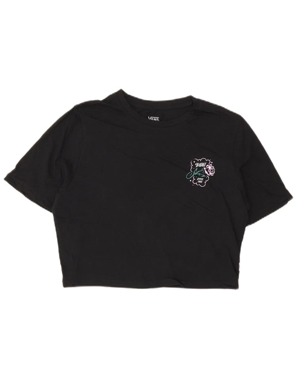 Vans Womens Crop Graphic T-Shirt Top UK 12 Medium Black