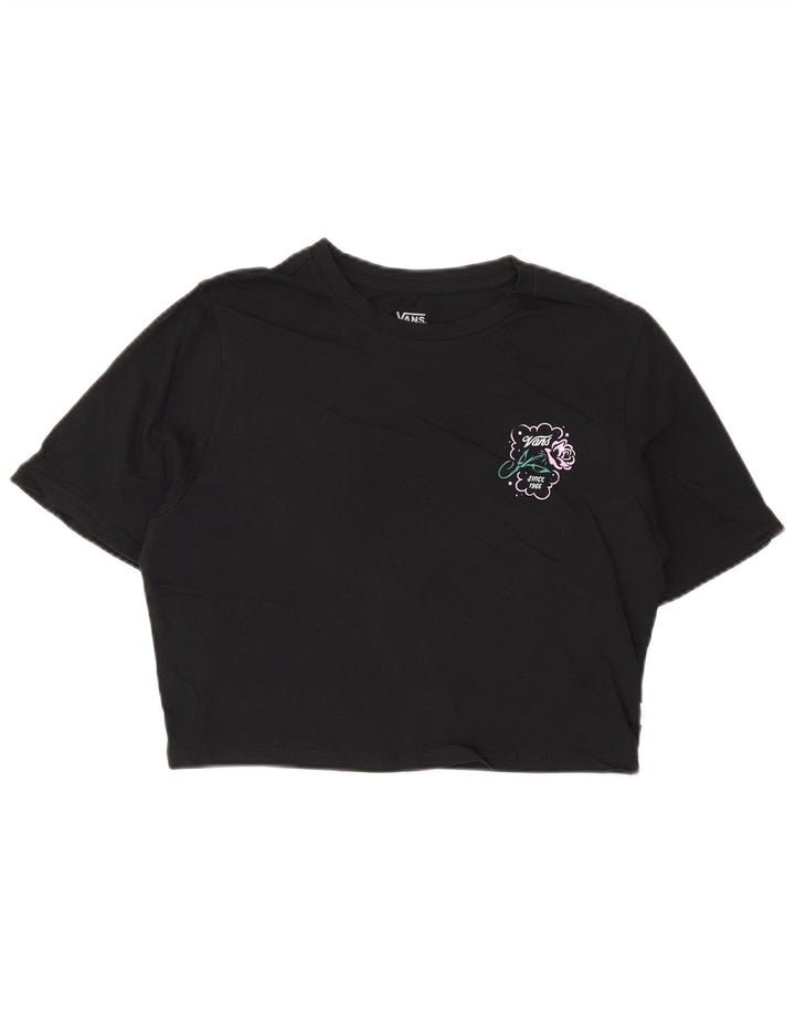 Vans Womens Crop Graphic T-Shirt Top UK 12 Medium Black