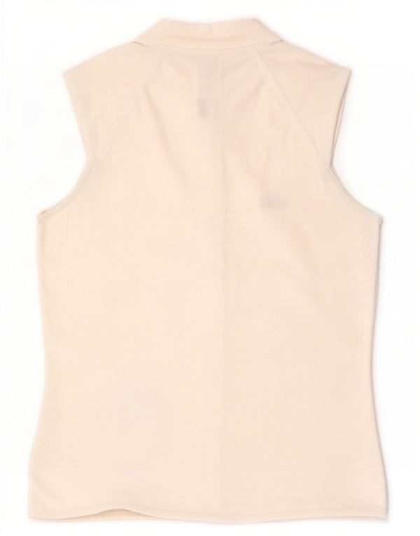 Adidas Womens Zip Neck Vest Top UK 12 Medium White Polyester