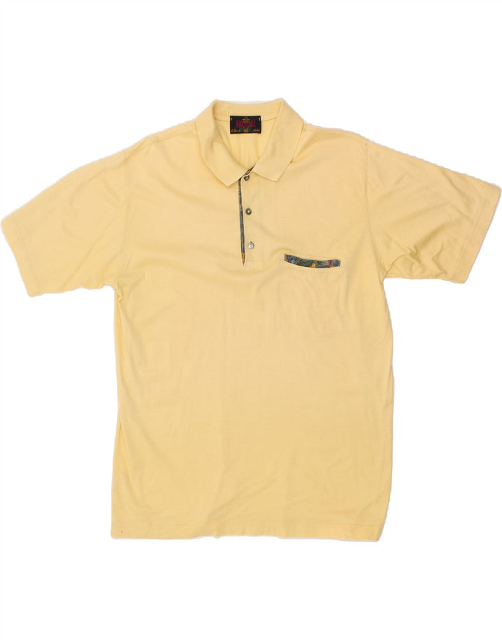 VINTAGE Mens Polo Shirt Medium Yellow Cotton Vintage Vintage and Second-Hand Vintage from Messina Hembry 