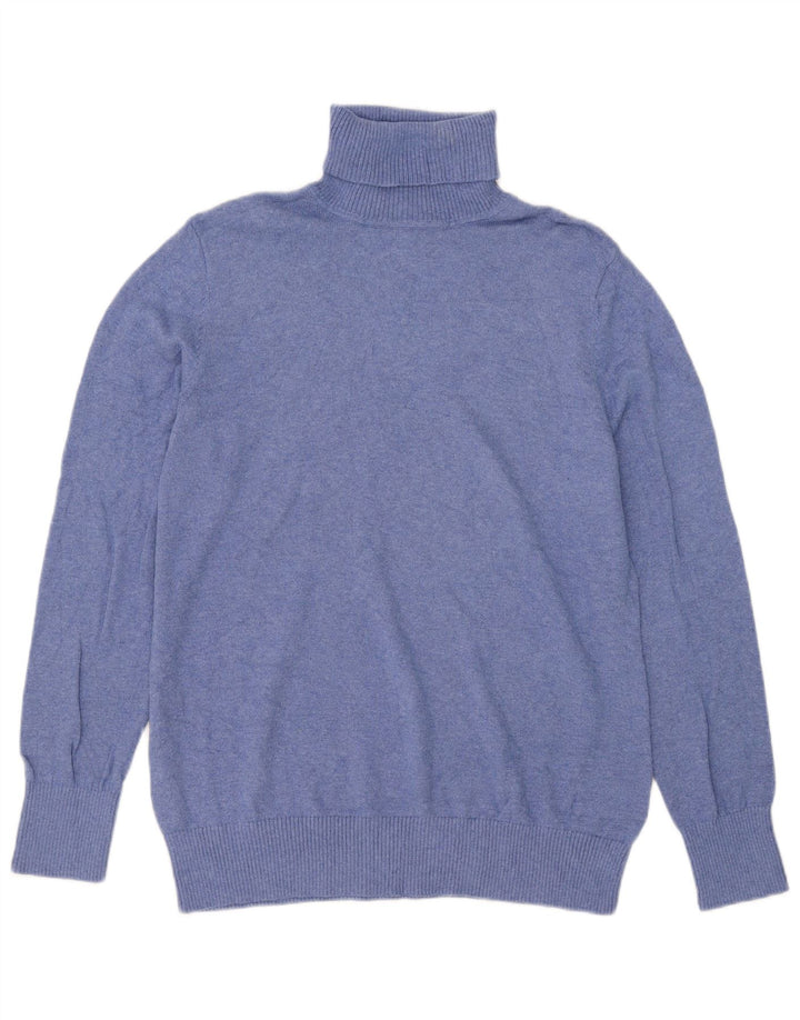 L.L.Bean Mens Roll Neck Jumper Sweater Large Blue Cotton
