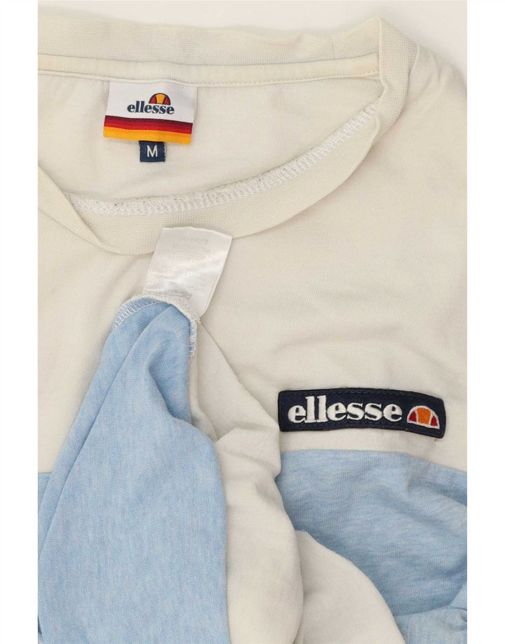 Ellesse Mens T-Shirt Top Medium White Colourblock Cotton