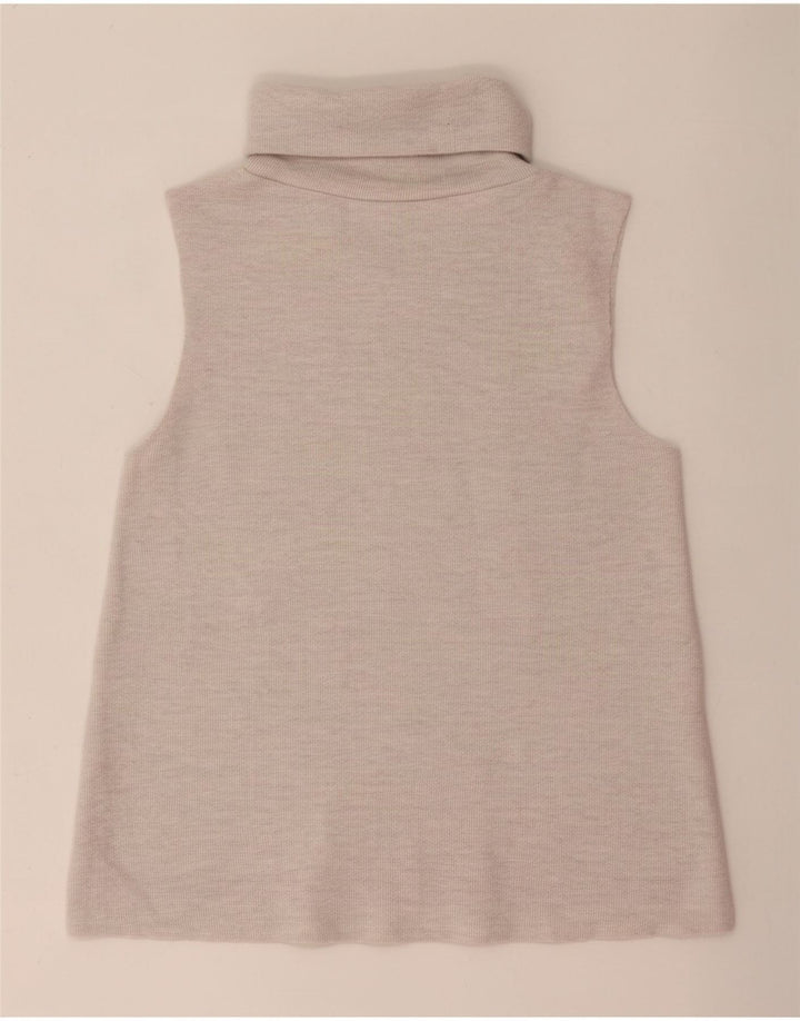 Zara Womens Crop Vest Top UK 10 Small Beige Polyester