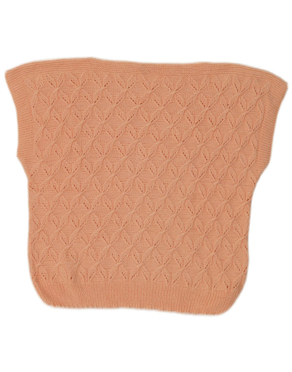 Vintage Womens Short Sleeve Boat Neck Jumper Sweater UK 14 Large Pink