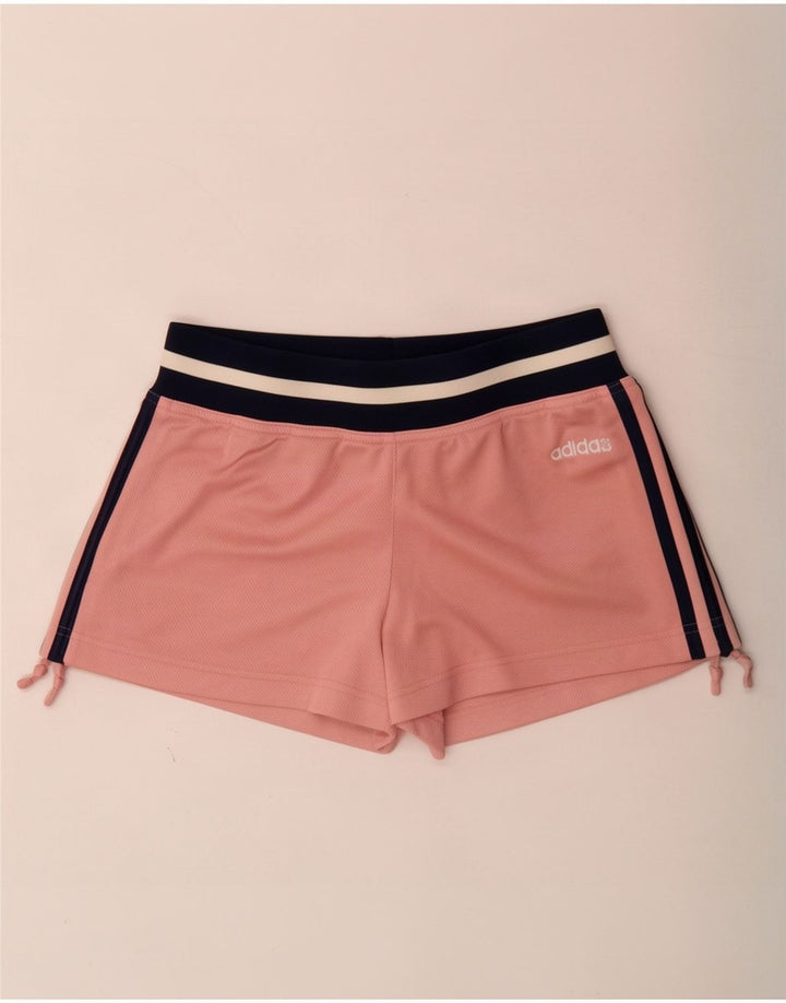 Adidas Womens Sport Shorts UK 12 Medium Pink Colourblock Polyester