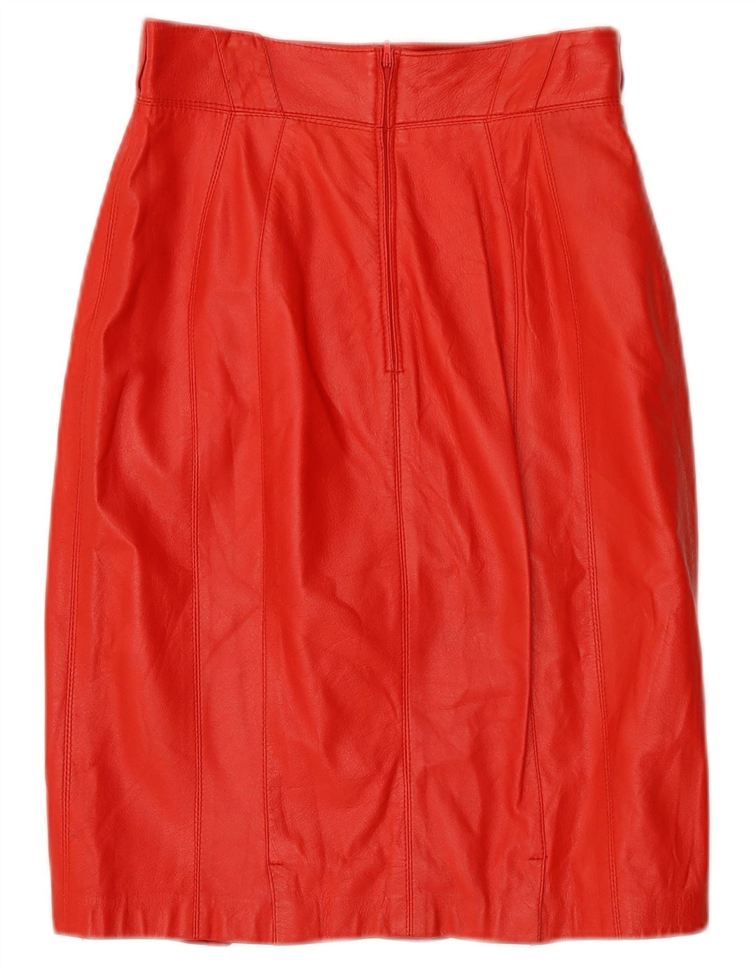 Vintage Womens Leather Skirt IT 42 Medium W26 Red Leather