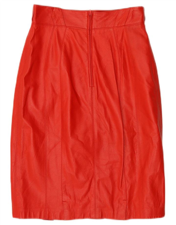 Vintage Womens Leather Skirt IT 42 Medium W26 Red Leather