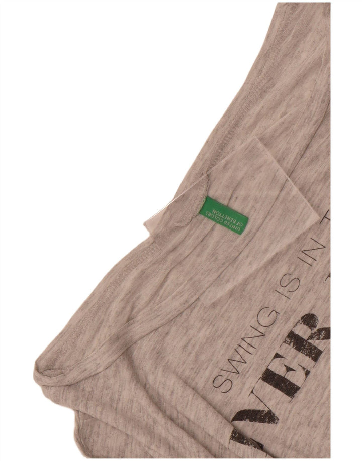 Benetton Womens Graphic T-Shirt Top UK 14 Medium Grey Flecked