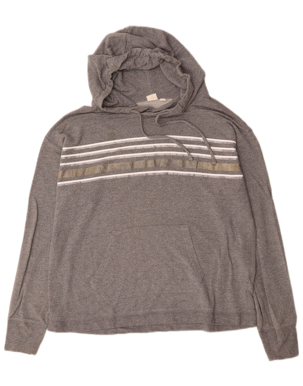Gap Mens Loose Fit Hoodie Jumper Small Grey Striped Viscose