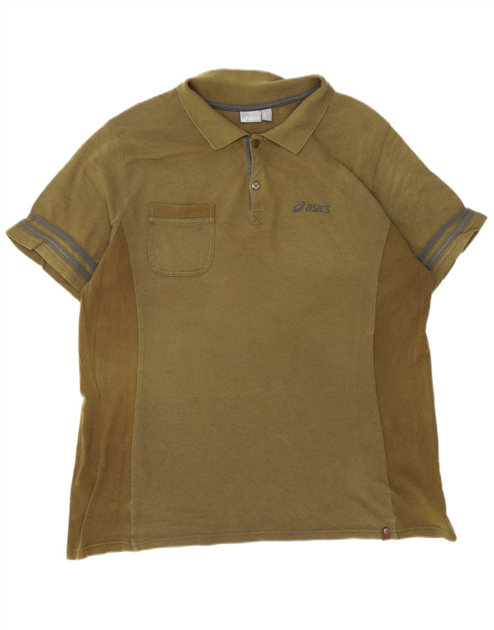 Asics Mens Polo Shirt XL Khaki Cotton