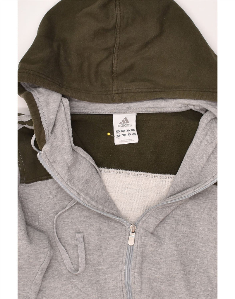 ADIDAS Mens Zip Hoodie Sweater UK  36/38 Small Grey Colourblock Cotton | Vintage Adidas | Thrift | Second-Hand Adidas | Used Clothing | Messina Hembry 