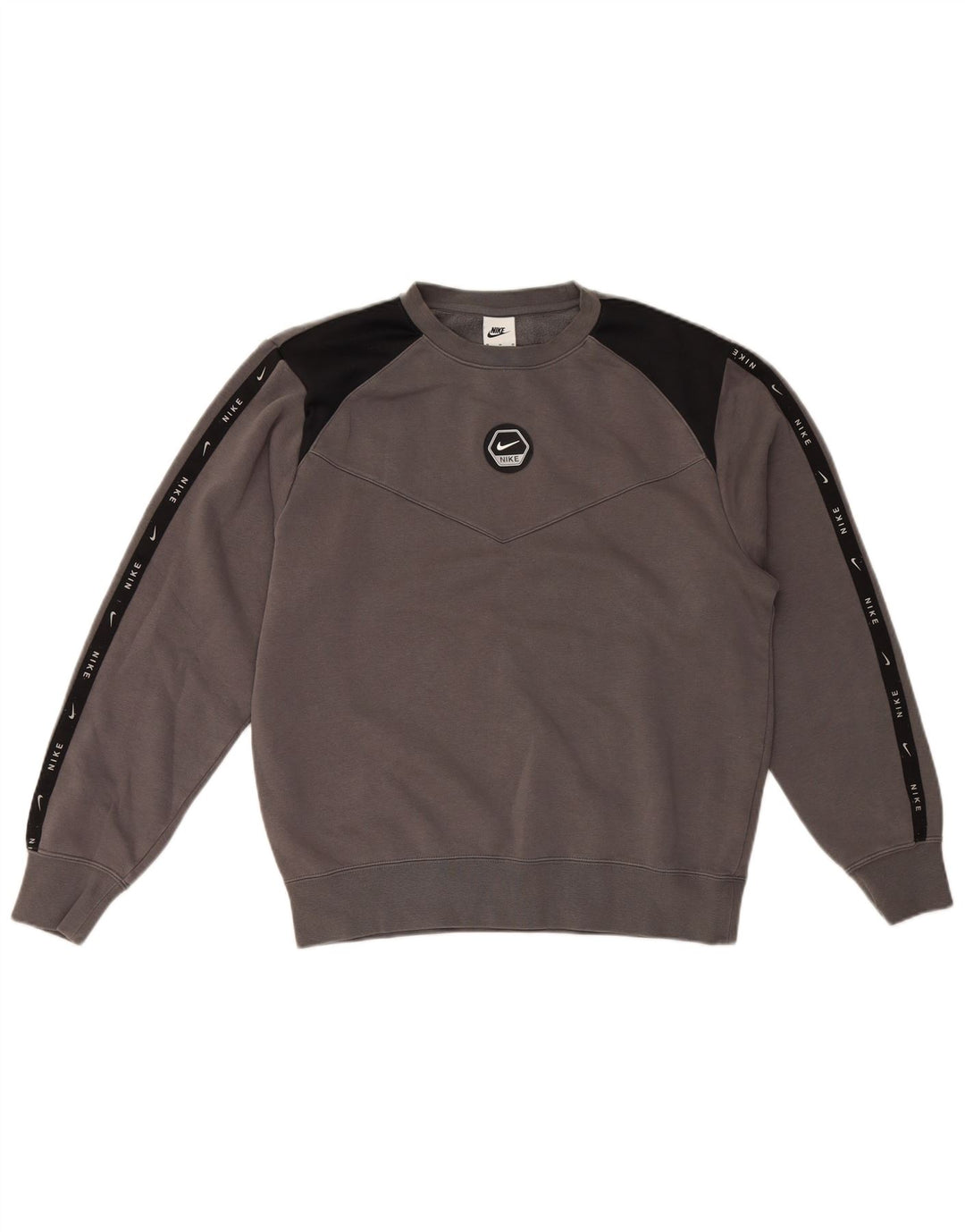 Nike Mens Graphic Sweatshirt Jumper Medium Grey Colourblock Cotton