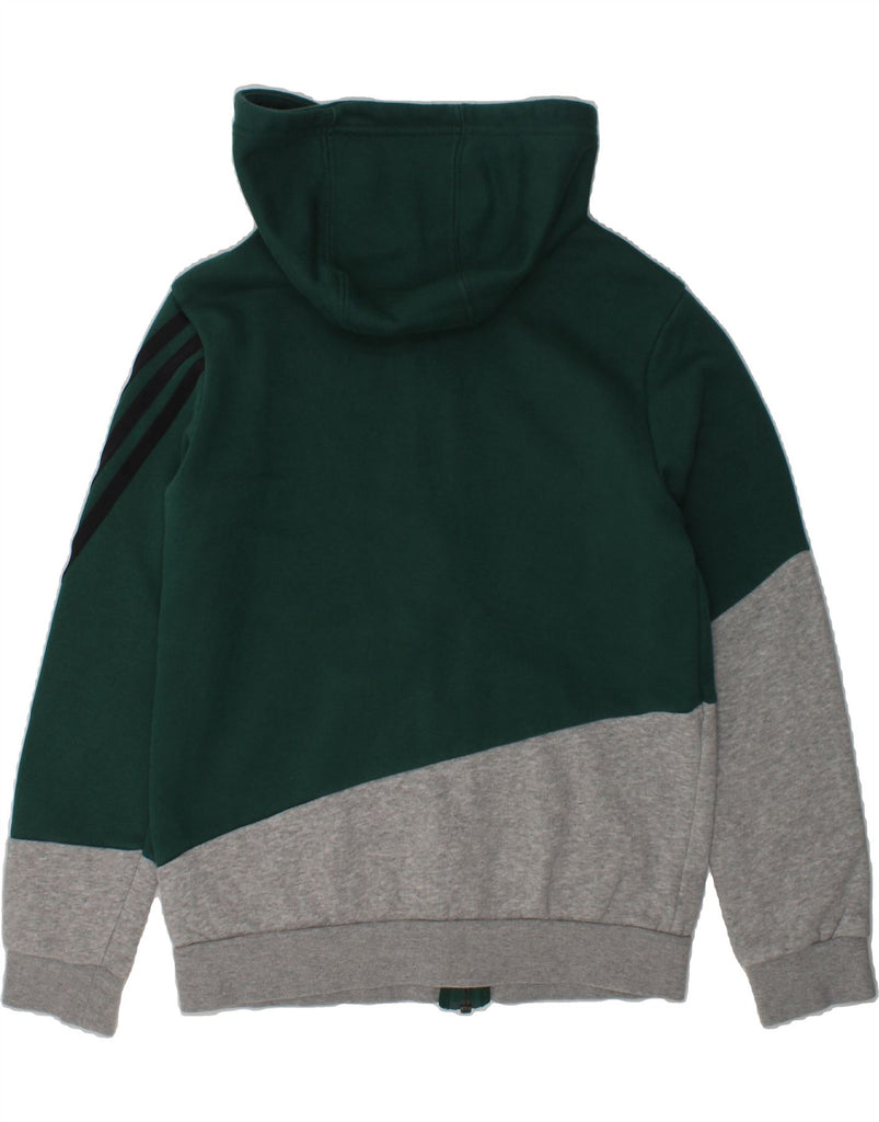 ADIDAS Boys Zip Hoodie Sweater 9-10 Years Green Colourblock Cotton | Vintage Adidas | Thrift | Second-Hand Adidas | Used Clothing | Messina Hembry 