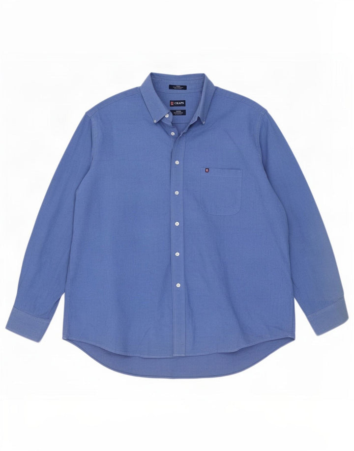 Chaps Mens Oxford Shirt Size 17 1/2 XL Blue Cotton